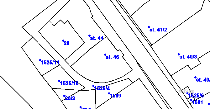 Parcela st. 46 v KÚ Ořechov u Křižanova, Katastrální mapa
