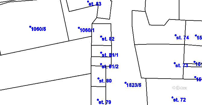 Parcela st. 81/1 v KÚ Ořechov u Křižanova, Katastrální mapa