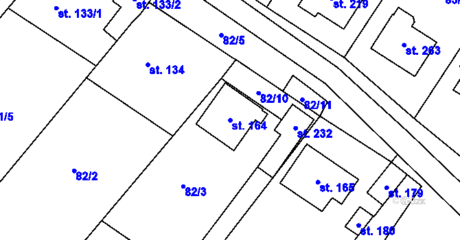Parcela st. 164 v KÚ Ořechov u Křižanova, Katastrální mapa