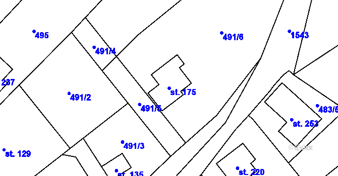 Parcela st. 175 v KÚ Ořechov u Křižanova, Katastrální mapa