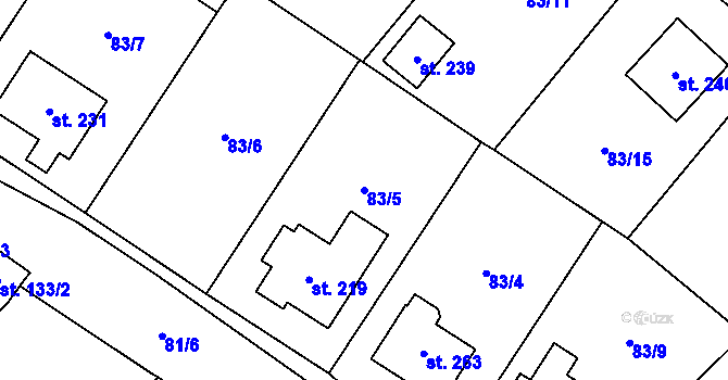Parcela st. 83/5 v KÚ Ořechov u Křižanova, Katastrální mapa