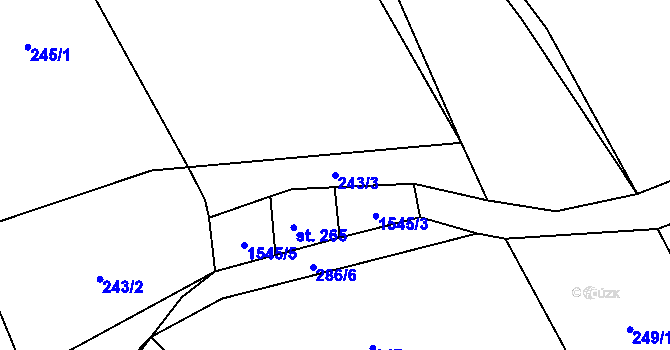 Parcela st. 243/3 v KÚ Ořechov u Křižanova, Katastrální mapa