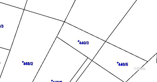 Parcela st. 440/3 v KÚ Ořechov u Křižanova, Katastrální mapa