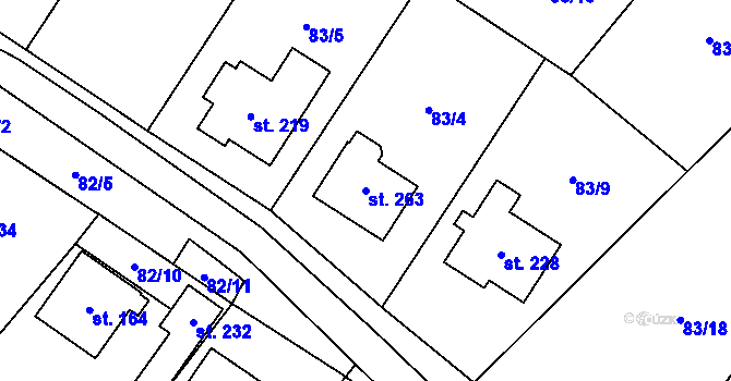 Parcela st. 263 v KÚ Ořechov u Křižanova, Katastrální mapa