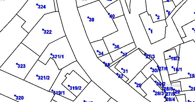 Parcela st. 34 v KÚ Ořešín, Katastrální mapa
