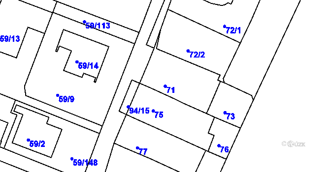 Parcela st. 71 v KÚ Ořešín, Katastrální mapa