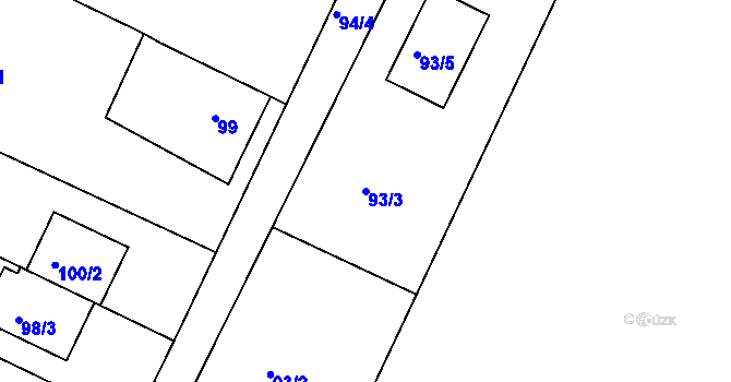 Parcela st. 93/3 v KÚ Ořešín, Katastrální mapa