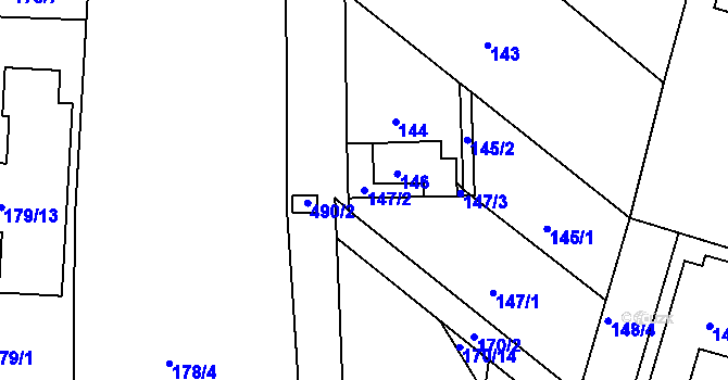 Parcela st. 147/2 v KÚ Ořešín, Katastrální mapa