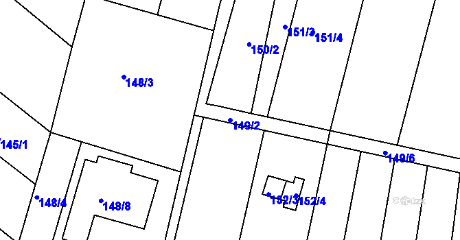 Parcela st. 149/2 v KÚ Ořešín, Katastrální mapa
