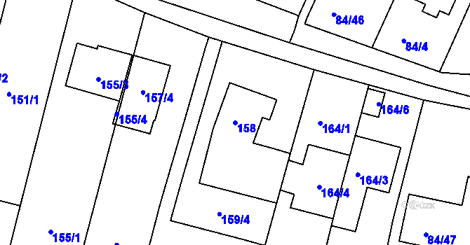 Parcela st. 158 v KÚ Ořešín, Katastrální mapa