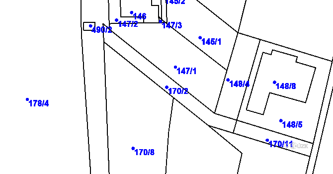 Parcela st. 170/2 v KÚ Ořešín, Katastrální mapa
