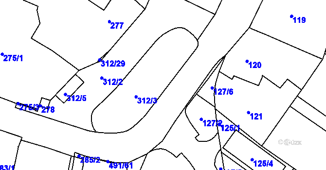 Parcela st. 312/23 v KÚ Ořešín, Katastrální mapa