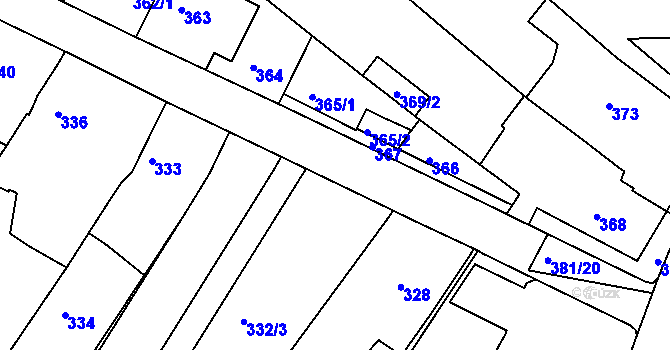 Parcela st. 381/18 v KÚ Ořešín, Katastrální mapa