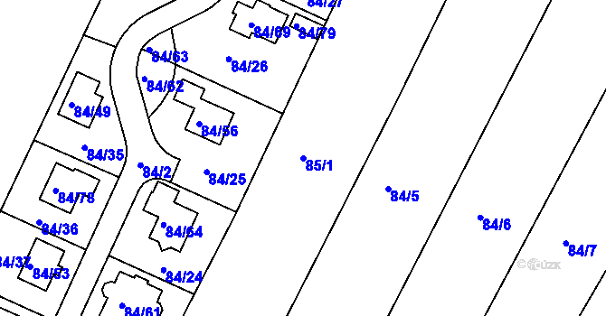 Parcela st. 85/1 v KÚ Ořešín, Katastrální mapa