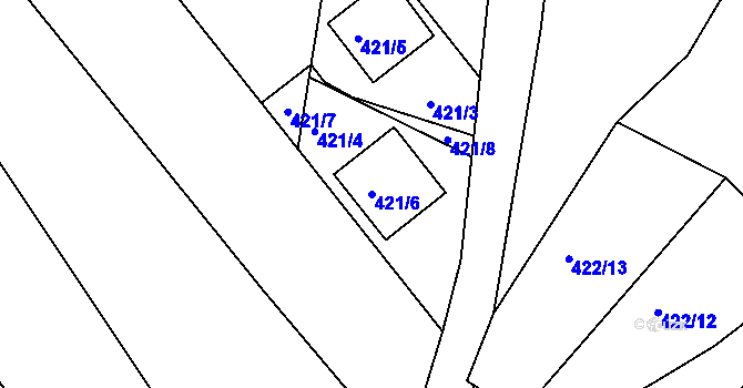 Parcela st. 421/6 v KÚ Ořešín, Katastrální mapa