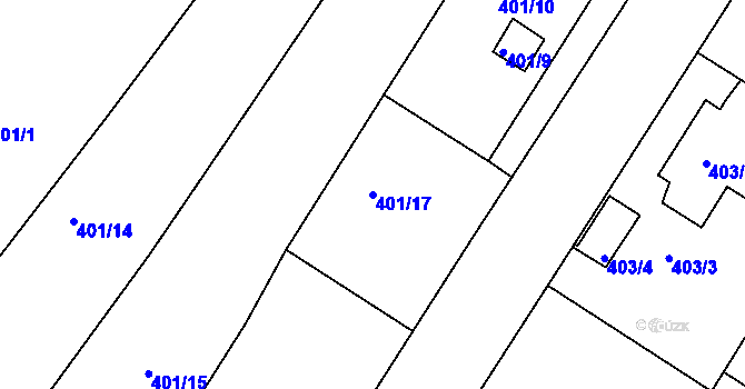Parcela st. 401/17 v KÚ Ořešín, Katastrální mapa