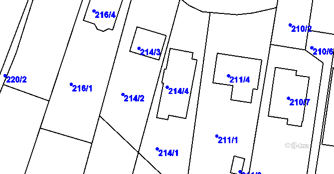 Parcela st. 214/4 v KÚ Ořešín, Katastrální mapa