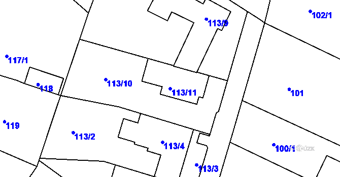 Parcela st. 113/11 v KÚ Ořešín, Katastrální mapa