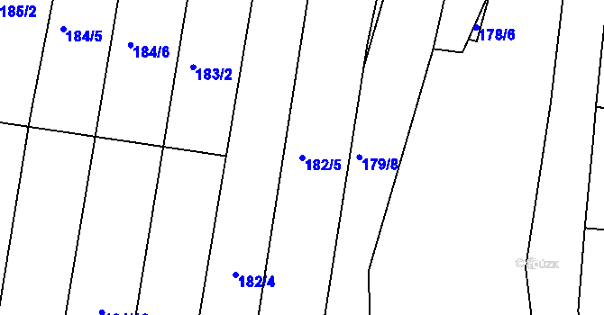 Parcela st. 182/5 v KÚ Ořešín, Katastrální mapa