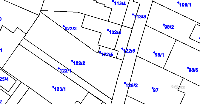 Parcela st. 122/5 v KÚ Ořešín, Katastrální mapa
