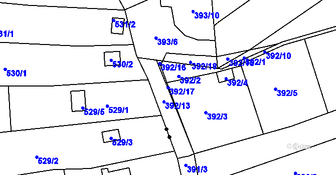 Parcela st. 392/17 v KÚ Ořešín, Katastrální mapa
