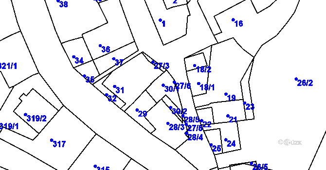 Parcela st. 30/1 v KÚ Ořešín, Katastrální mapa