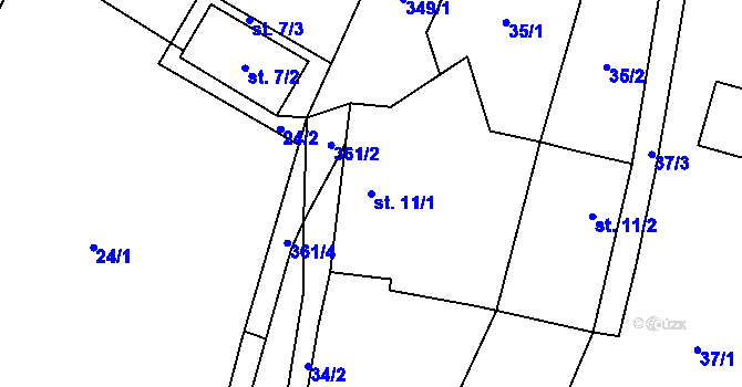 Parcela st. 11/1 v KÚ Oseč, Katastrální mapa