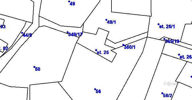 Parcela st. 25 v KÚ Oseč, Katastrální mapa