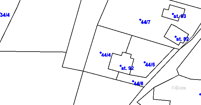 Parcela st. 44/4 v KÚ Oseč, Katastrální mapa