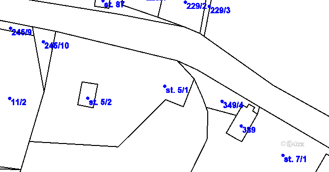 Parcela st. 5/1 v KÚ Oseč, Katastrální mapa
