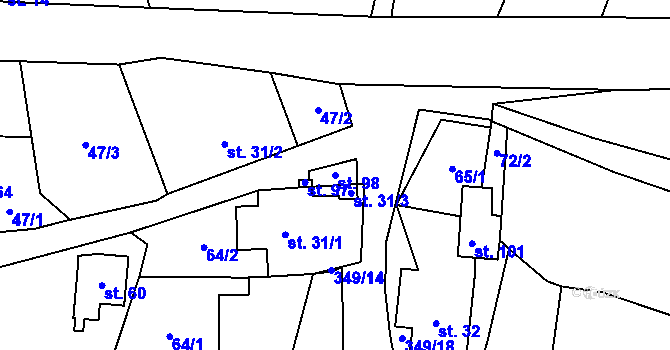 Parcela st. 98 v KÚ Oseč, Katastrální mapa