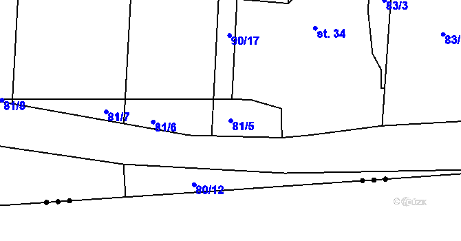 Parcela st. 81/5 v KÚ Oseč, Katastrální mapa