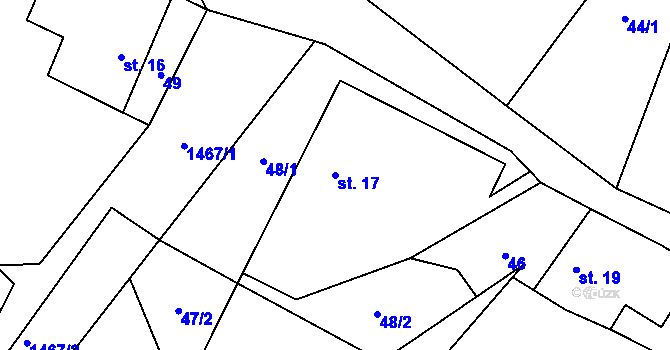 Parcela st. 17 v KÚ Osečany, Katastrální mapa
