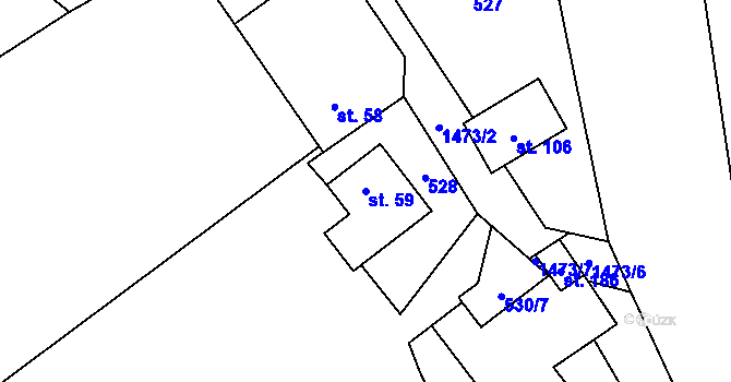 Parcela st. 59 v KÚ Osečany, Katastrální mapa