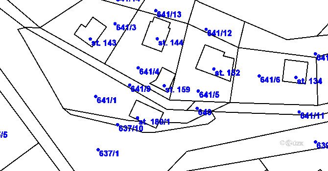 Parcela st. 159 v KÚ Osečany, Katastrální mapa
