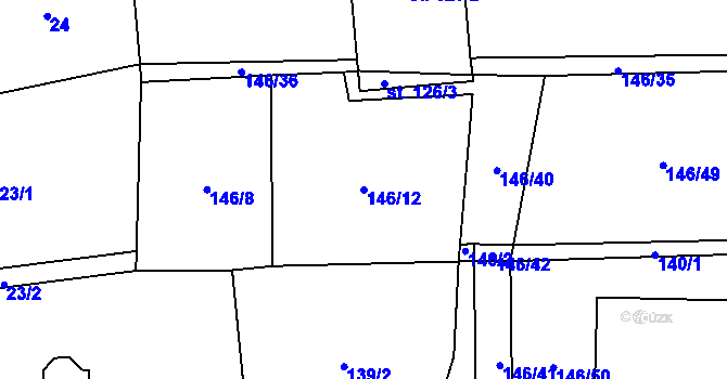 Parcela st. 146/12 v KÚ Osečany, Katastrální mapa