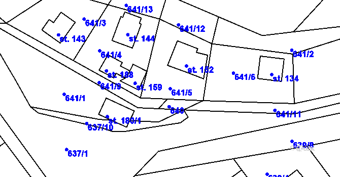 Parcela st. 641/5 v KÚ Osečany, Katastrální mapa