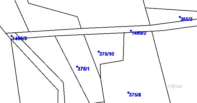 Parcela st. 375/10 v KÚ Osečany, Katastrální mapa