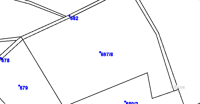 Parcela st. 697/8 v KÚ Osečany, Katastrální mapa