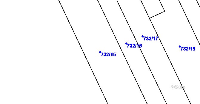 Parcela st. 732/15 v KÚ Osečany, Katastrální mapa
