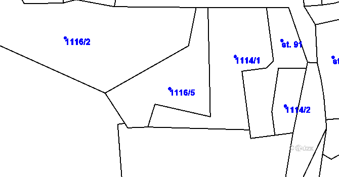 Parcela st. 1116/5 v KÚ Velběhy, Katastrální mapa