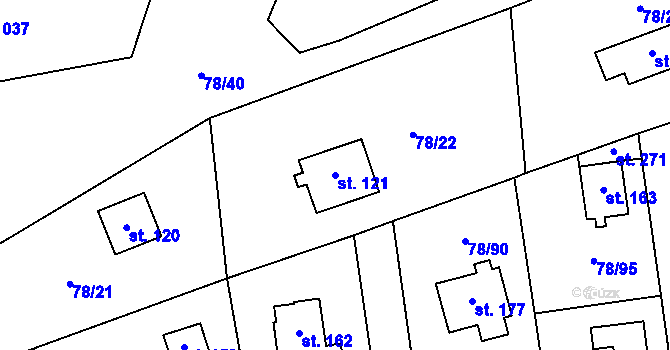 Parcela st. 121 v KÚ Oseček, Katastrální mapa