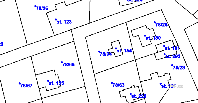 Parcela st. 78/34 v KÚ Oseček, Katastrální mapa