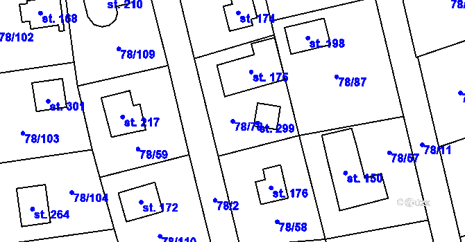 Parcela st. 78/78 v KÚ Oseček, Katastrální mapa