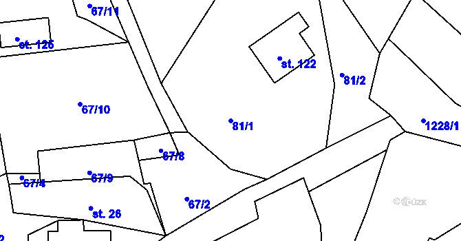 Parcela st. 81/1 v KÚ Chrastná, Katastrální mapa