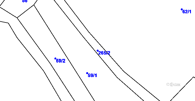 Parcela st. 265/2 v KÚ Chrastná, Katastrální mapa