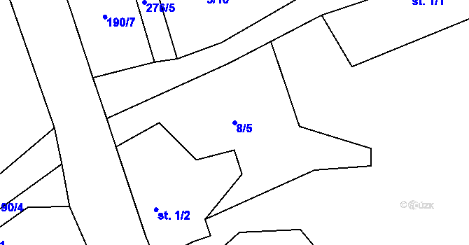 Parcela st. 8/5 v KÚ Chrastná, Katastrální mapa