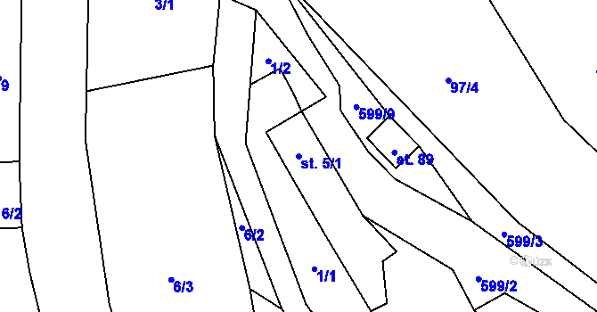 Parcela st. 5/1 v KÚ Kotel, Katastrální mapa