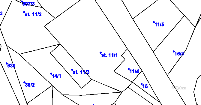 Parcela st. 11/1 v KÚ Kotel, Katastrální mapa