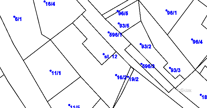 Parcela st. 12 v KÚ Kotel, Katastrální mapa